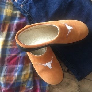Texas Longhorn suede slippons